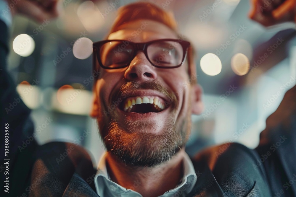 Poster close-up portrait of a man wearing glasses and a beard, suitable for use in editorial or commercial 