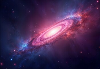 Obraz premium Vibrant spiral galaxy glowing in deep space with colorful stars and cosmic dust on a clear night