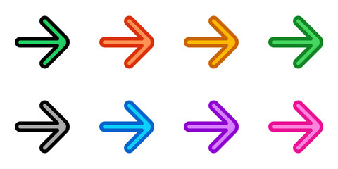 Vector single arrow chevron right icon. Black, white background. Perfect for app and web interfaces, infographics, presentations, marketing, etc.