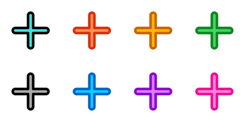 Obraz premium Vector plus positive add mark icon. Black, white background. Perfect for app and web interfaces, infographics, presentations, marketing, etc.