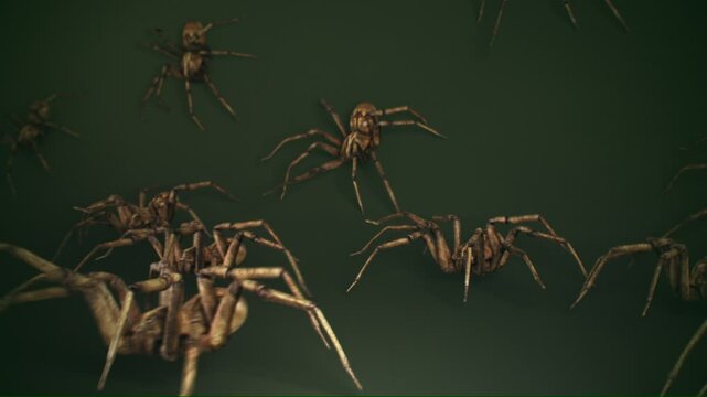 Dozens Of Big Venomous Spiders Crawling Across The Dark Green Wall Spider Army 3d Animation Of Dozens Of Big Venomous Spiders Crawling Across The Dark Green Wall Spooky Dangerous Tarantula