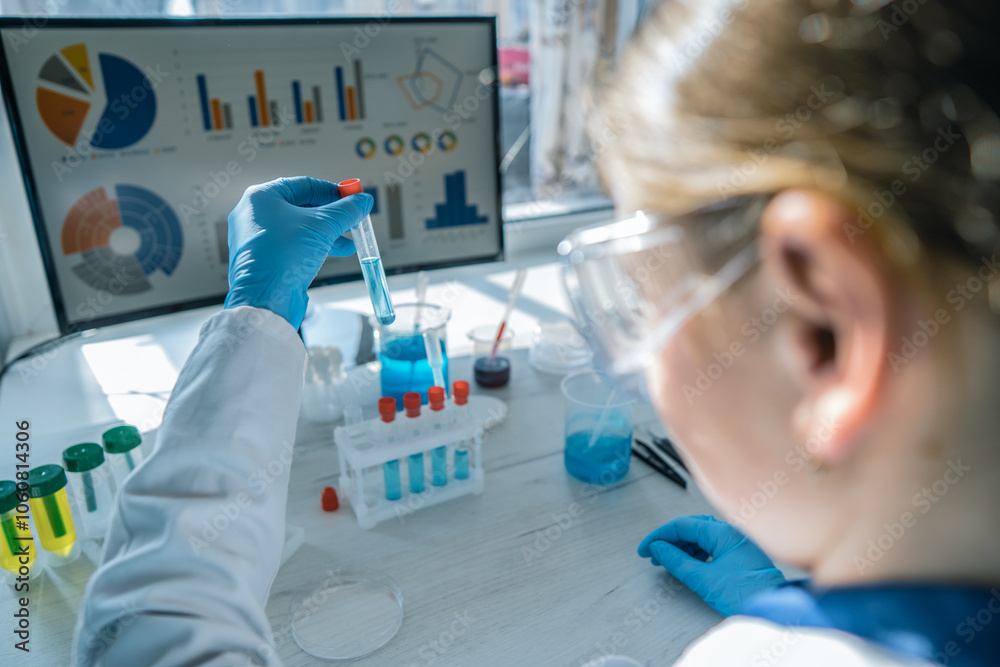 Poster a dedicated scientist is diligently conducting an experiment in a wellequipped laboratory setting, s
