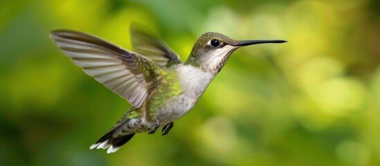 Fototapeta premium Hummingbird in Flight. Stunning Photo of Nature's Tiny Wonder