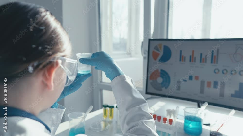 Poster A dedicated laboratory researcher is meticulously analyzing complex data sets within a cuttingedge scientific environment, utilizing various tools and methodologies to derive meaningful insights