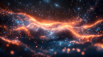 Fototapeta premium Abstract Cosmic Waves with Glowing Particles