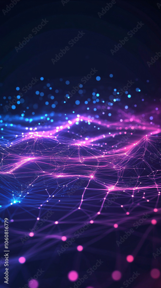 Aufkleber glowing blue and purple particles form a futuristic wave pattern, evoking tech and connectivity. per