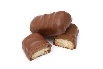 Big chocolate candy on a white background