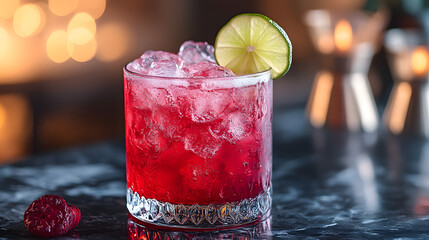 Vibrant Cocktail Glass with Fresh Garnishes, Served with a Twist for a Perfect Celebration"
