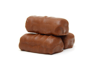 Big chocolate candy on a white background