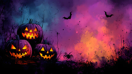 Glowing Jack-O'-Lanterns with Spooky Night Vibes