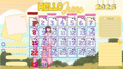 Fototapeta na wymiar January 2025 Calendar design.calendar with cartoon couple background design. 