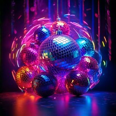 Obraz premium Disco party Christmas Ornaments