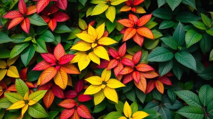 Lush green foliage of a tropical rainforest, leaves, lush