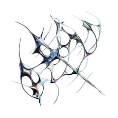 3D rendered futuristic chrome type with iridescent metallic