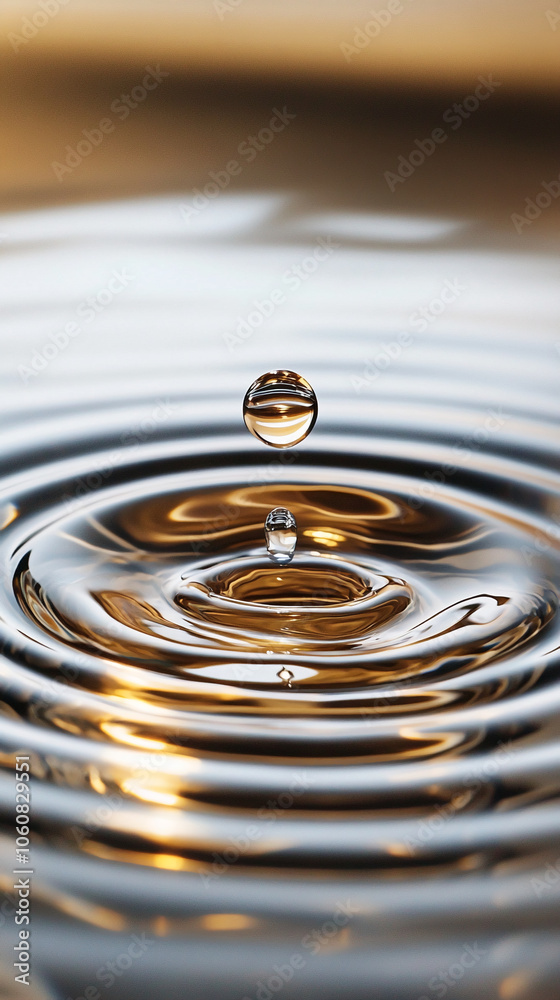 Poster a water drop falls into a still pool, creating concentric ripples