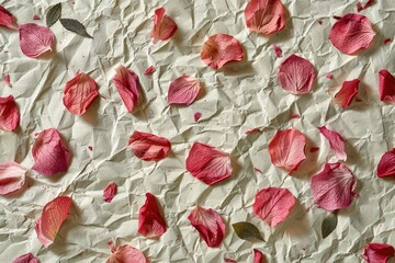 A single sheet of paper with pink petals, suitable for use in design, illustration or decoration