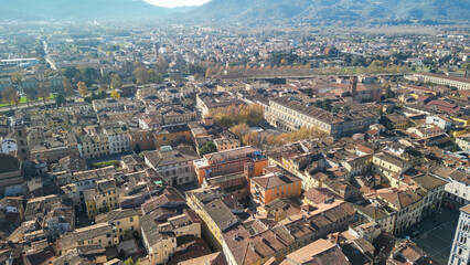 Aerial view of Lucca medieval town, Tuscany - Italy