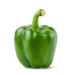 Green sweet bell pepper isolated on white background.  clipping path.