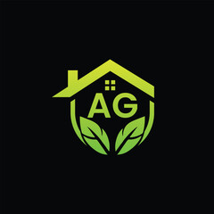 Tree Leaf and Real Estate Logo With Letter AG