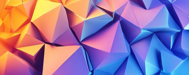 Obraz premium Gradient Geometric Shapes and Triangles in Low-Poly Abstract Futuristic Design. AI generated illustration