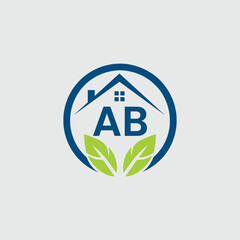 Natural Leaf and Real Estate Logo With Letter AB