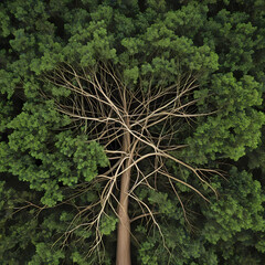 Aerial view of tropical green forest and nature