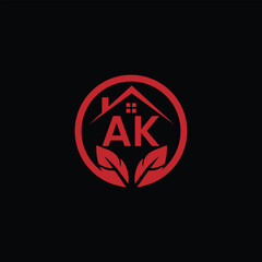 Natural Leaf and Real Estate Logo With Letter AK