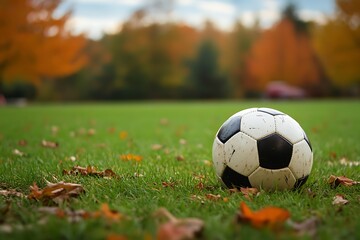 Fototapeta premium soccer ball on the field