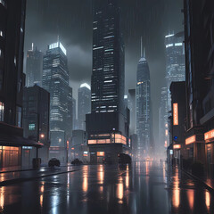 dark city view at night with less light