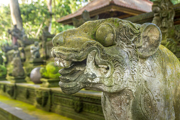 Statues in the Monkey Forest in Bali, Indonesia