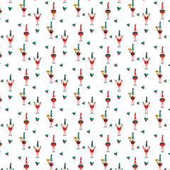 Festive Christmas pattern with gnomes characters
