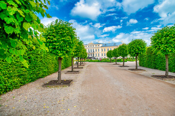 Bauska, Latvia - July 12, 2017: Rundale palace in Latvia. The palace is located near the city Bauska. It is made in baroque style