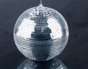 Fototapeta premium silver disco ball isolated on black