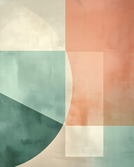 Abstract geometric shapes in soft pastel colors.