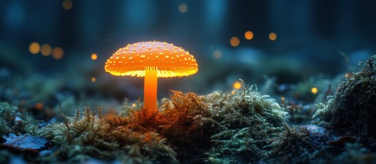 Glowing Mushroom in a Dark Forest