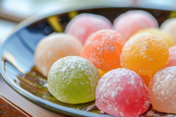 A plate filled with various candies and treats