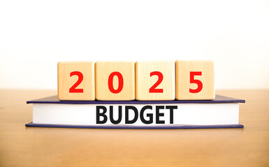 Planning 2025 budget new year symbol. Concept words 2025 Budget on beautiful wooden blocks and...