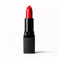 Fototapeta premium red lipstick in black case isolated on white background