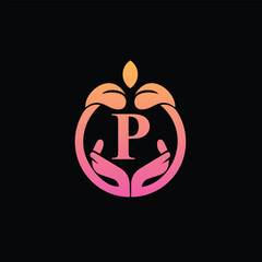 Natural Women Beauty Care Logo With Letter P