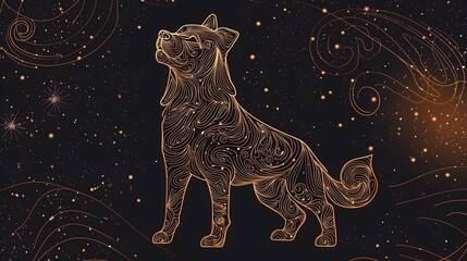 Celestial canine a whimsical fusion of astronomy and artistry showcasing a magnificent dog against a starry night sky