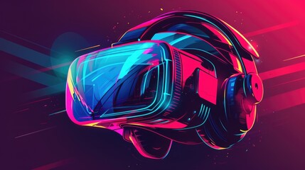 Fototapeta premium Colorful and futuristic virtual reality concept art of a car with neon accents, showcasing cutting edge technology and design.