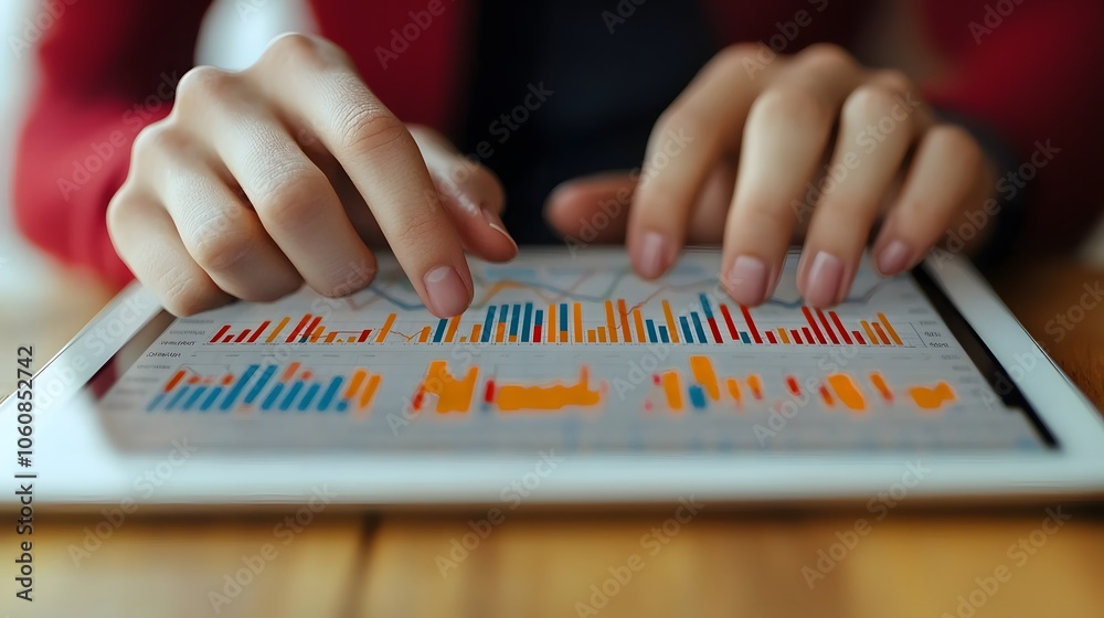 Poster Hands Analyzing Data on Digital Tablet Screen