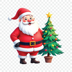 Obraz premium Watercolor christmas santa claus on transparent background isolated. Christmas and gifts. New Year