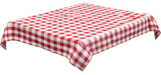 Obraz premium Red checkered napkin front view isolated on transparent background. Rustic chic style mockup perspective.