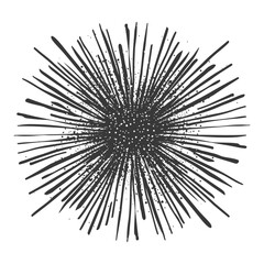 Abstract Black and White Radial Burst with Splashes and Dots