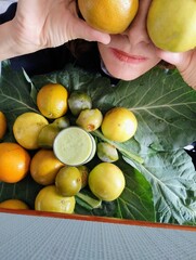 woman face with fruit