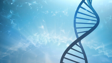 Digital dna molecule on futuristic shiny copy space illustration background.	
