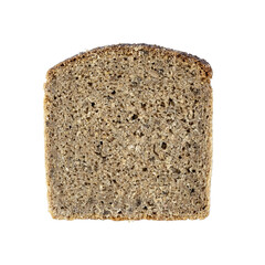 Slice of rye bread isolated, flat lay closeup food