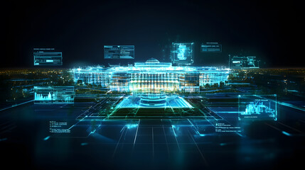 3D digital campus tour interface showcasing futuristic university design