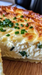Authentic french quiche flat lay with fresh chives and golden crust for culinary inspiration